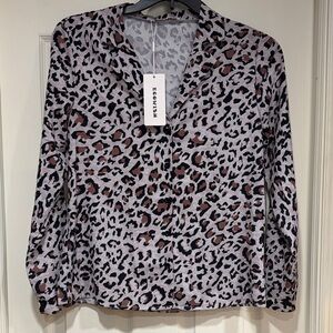 NWT Ecowish Animal Print Blouse - Black, Brown, and White